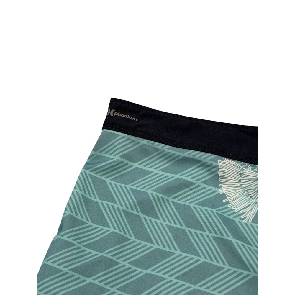 Hurley Board Shorts Mens 36 Teal Magenta Ombre Chevron Floral Surf Trunks - Picture 11 of 14